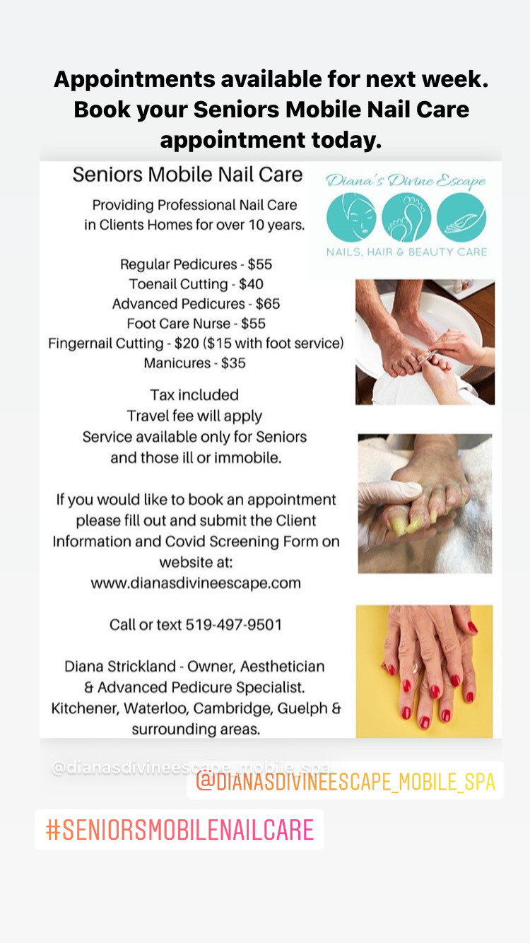 Seniors Mobile Foot and Nail Care by Diana's Divine Escape, Mobile Spa