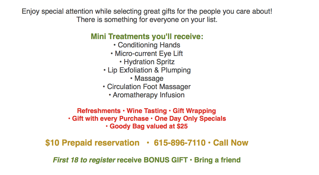 Spaliday Preview &Amp; Pampering Party By The Nurture Nook Day Spa &Amp; Gift Shoppe In Murfreesboro, Tn ...