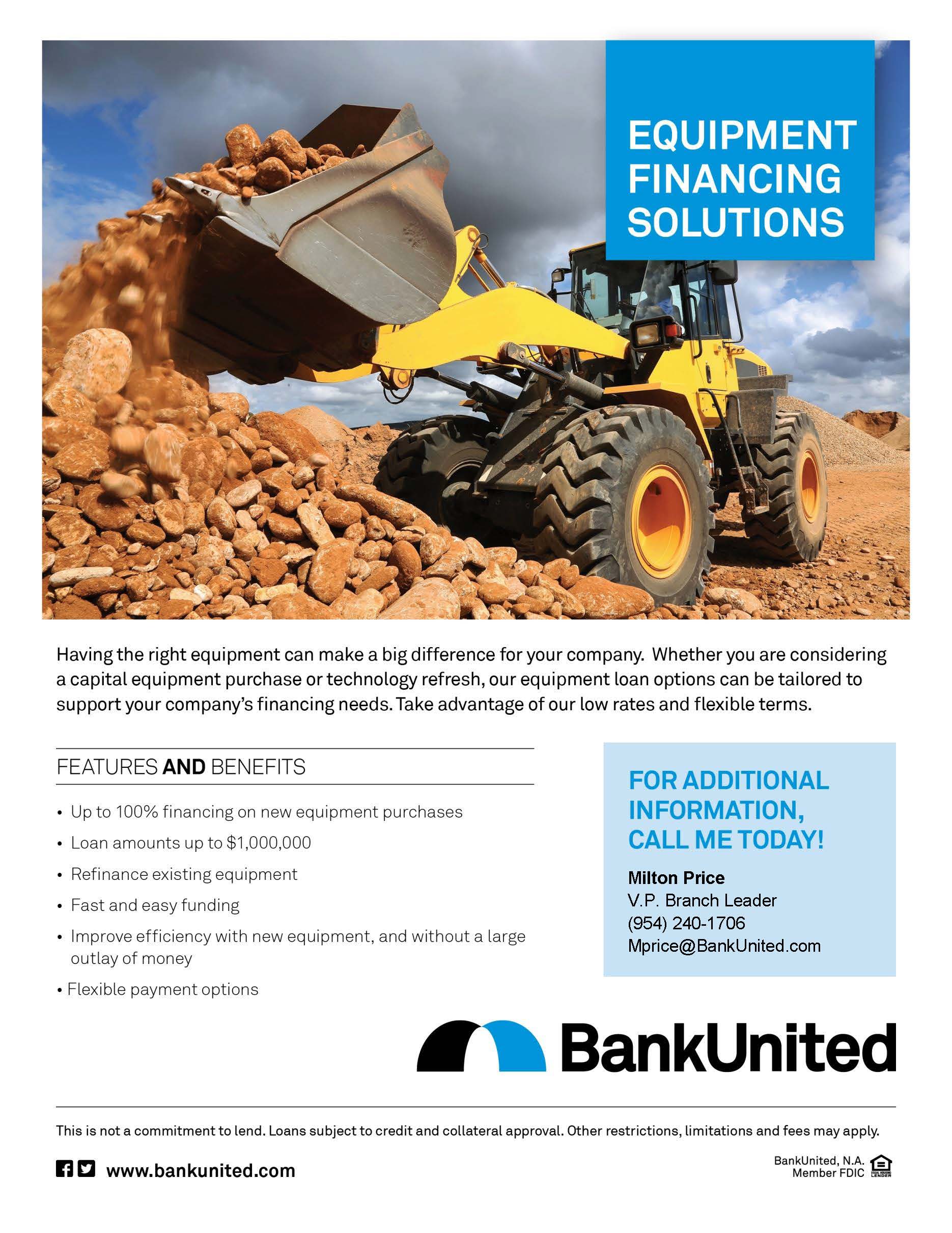 Do you need to Purchase or Refinance any equipment? Give me a call at